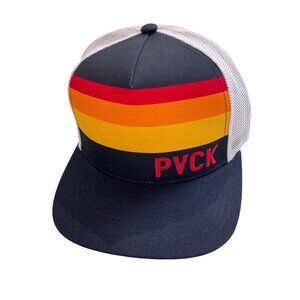 PVCK Mesh Snapback Trucker Hat OS Rainbow Stripes Adjustable Blue White Red NEW